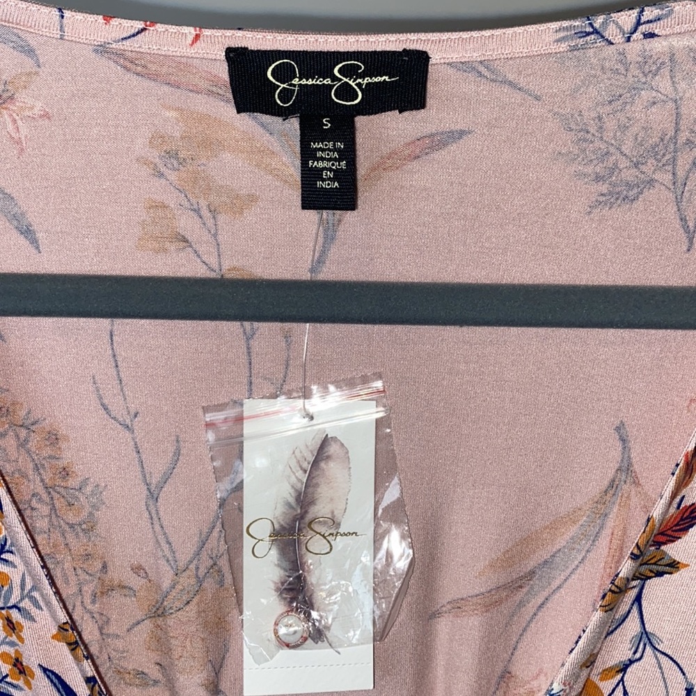 Jessica Simpson Pink Floral Tie-Front Romper - Picture 5 of 13
